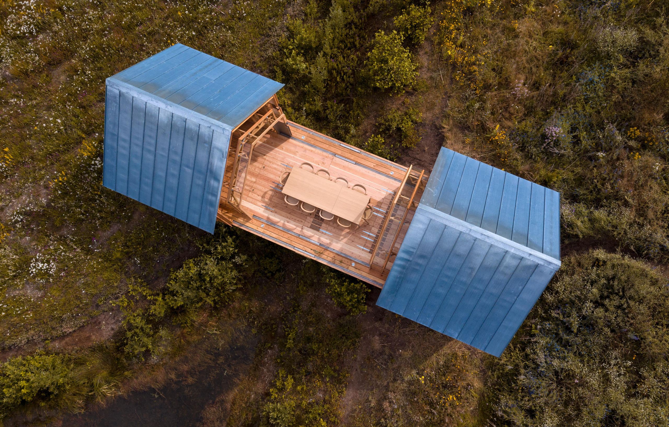vue aérienne maison en bois