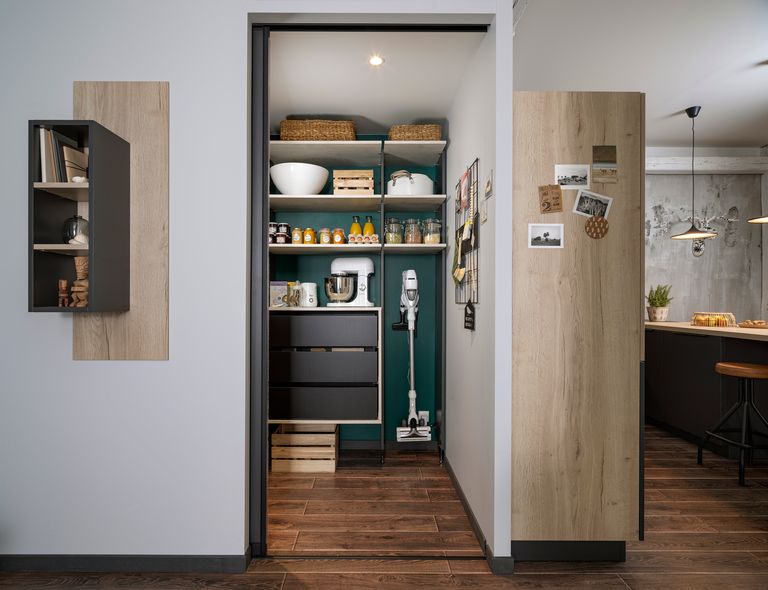 arrière cuisine pantry dans appartement contemporain