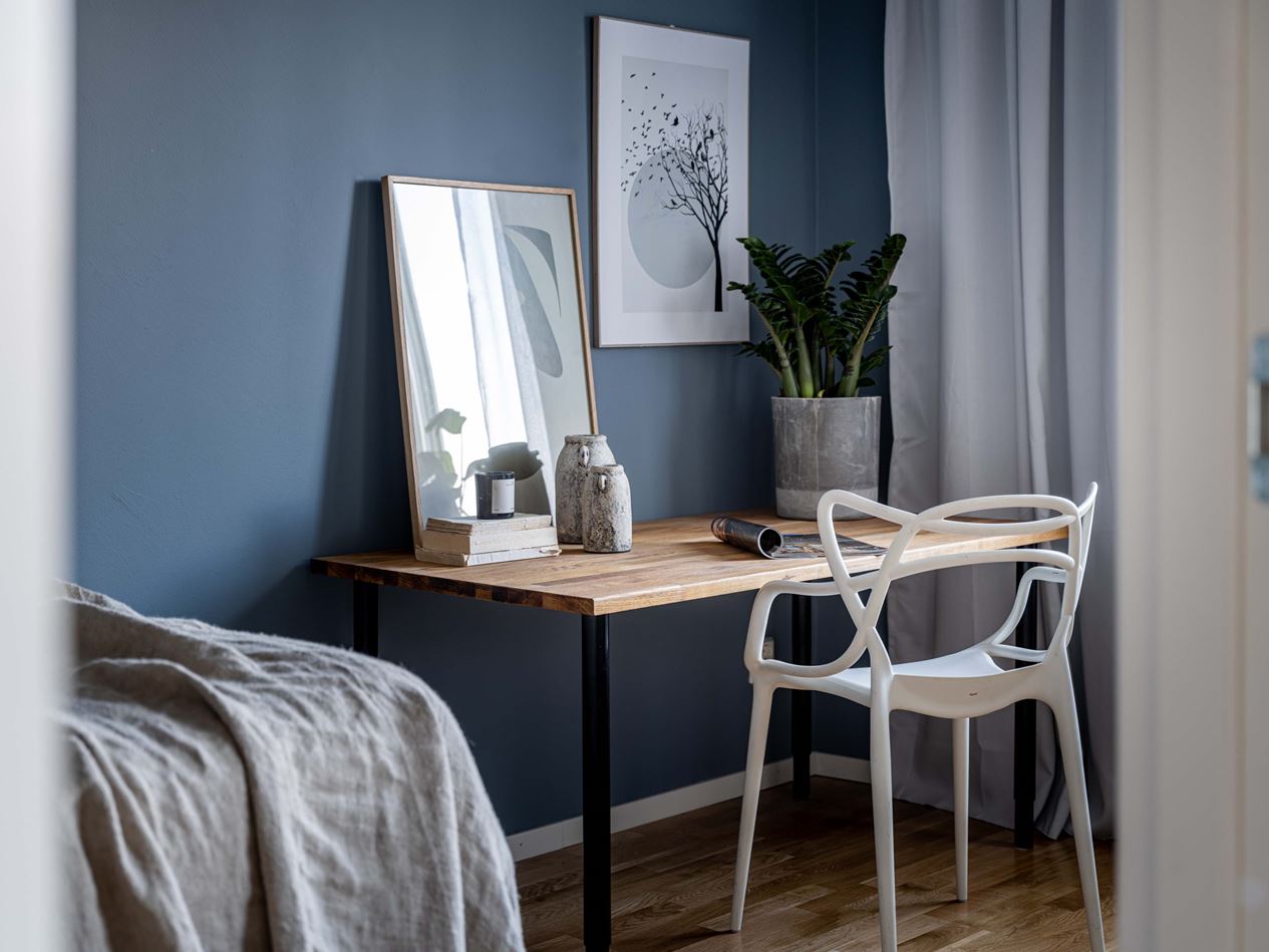 chambre avec espace bureau décoration bleue chambre avec espace bureau décoration bleue