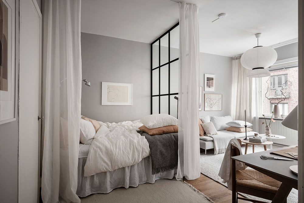 espace chambre avec verrière dans studio