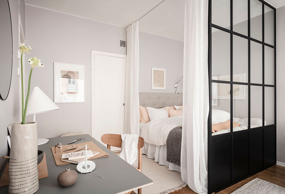 espace chambre avec verrière dans studio