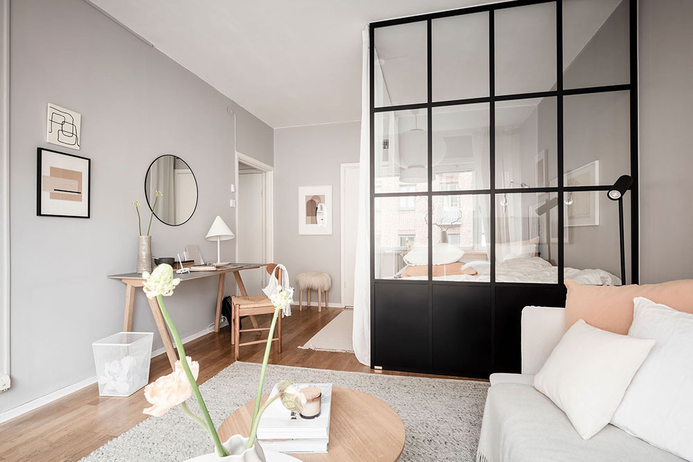 espace chambre avec verrière dans studio