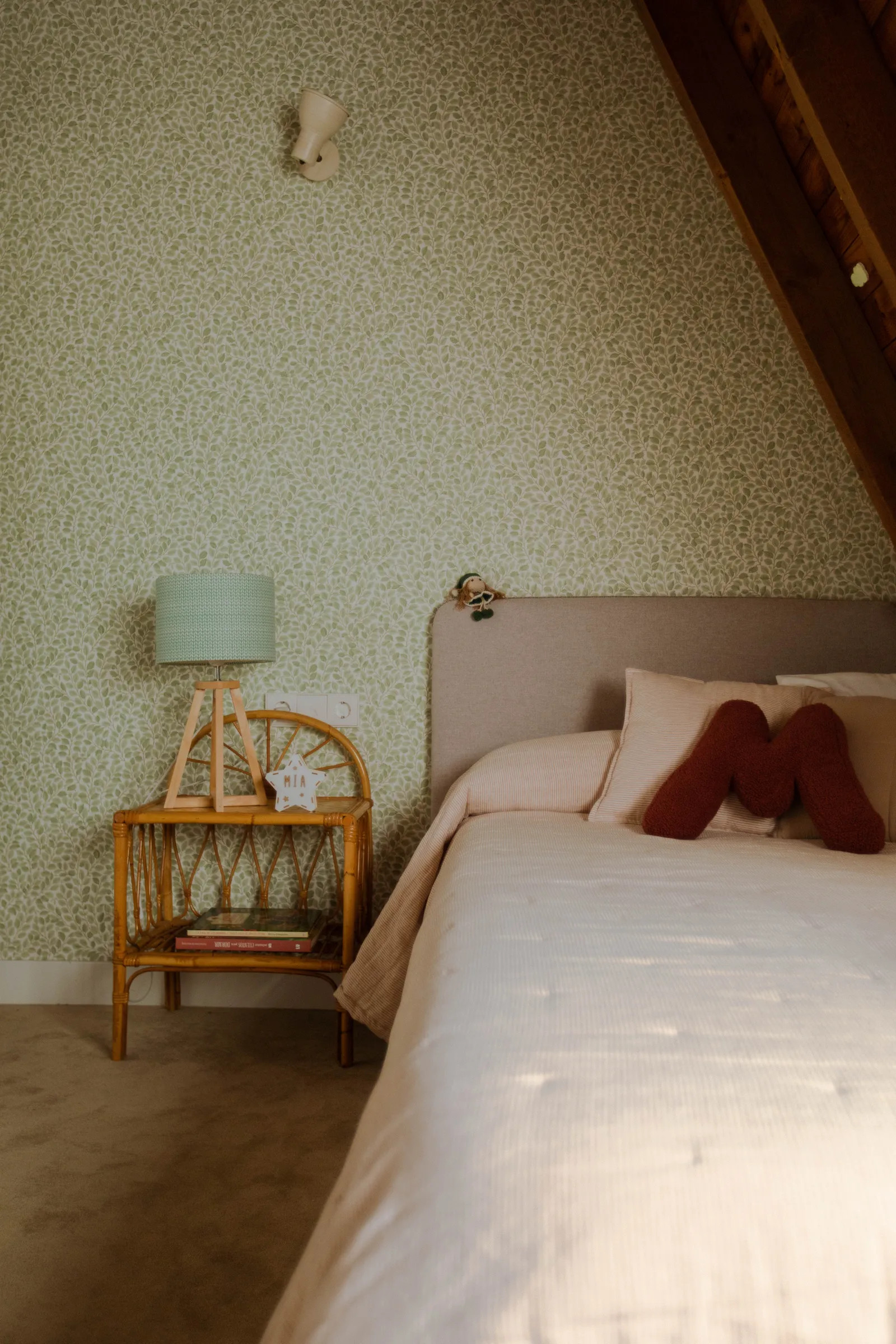 chambre papier-peint vert