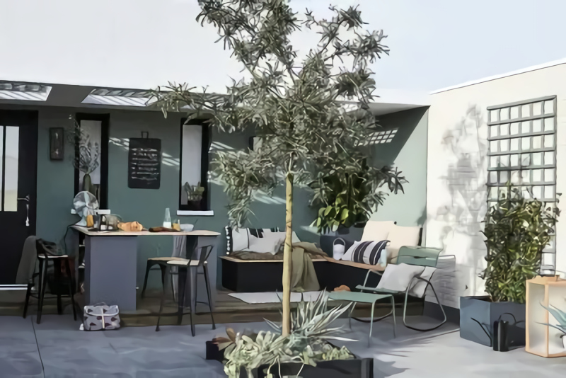 terrasse aménagée avec espace bureau terrasse aménagée avec espace bureau