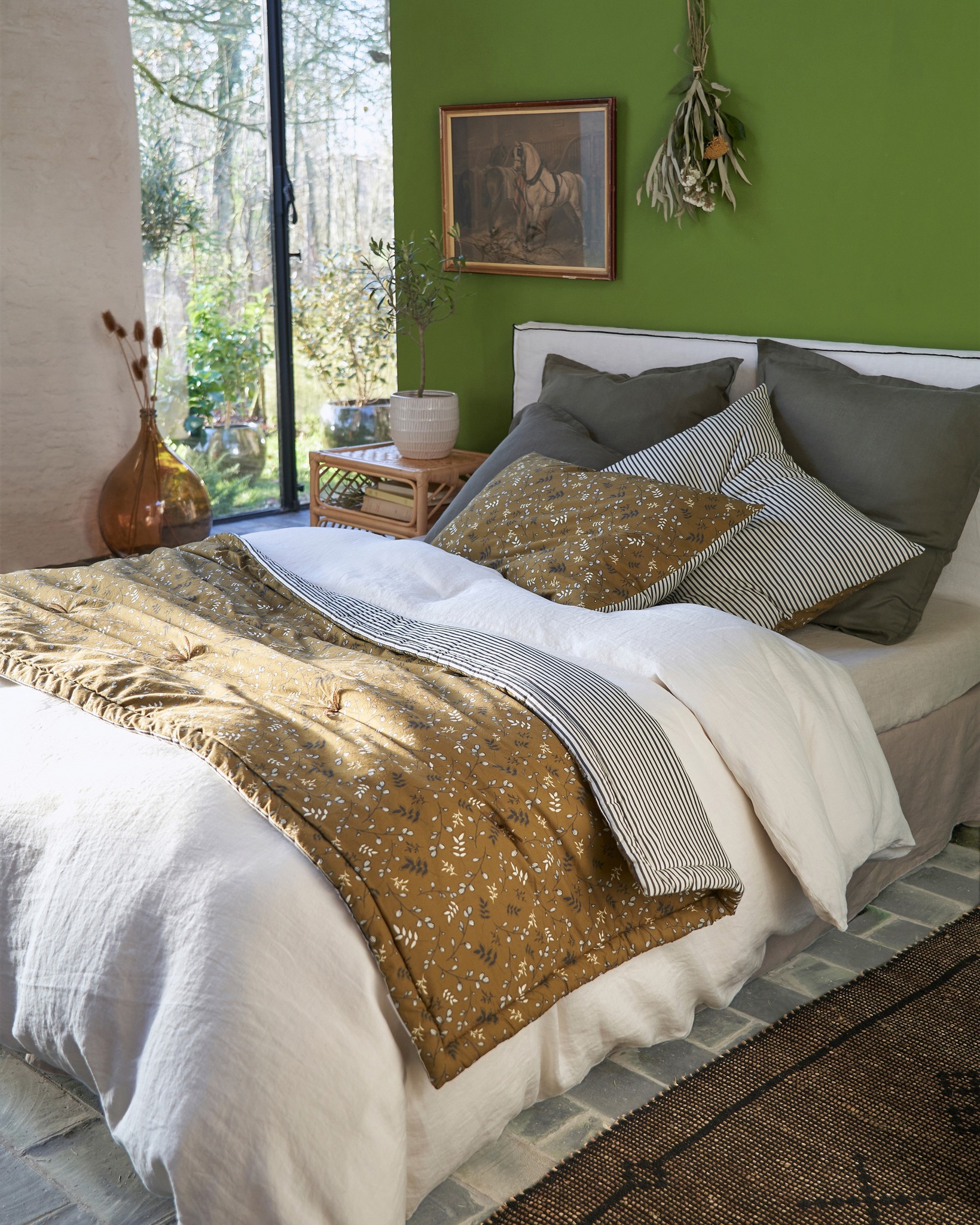 chambre mur vert