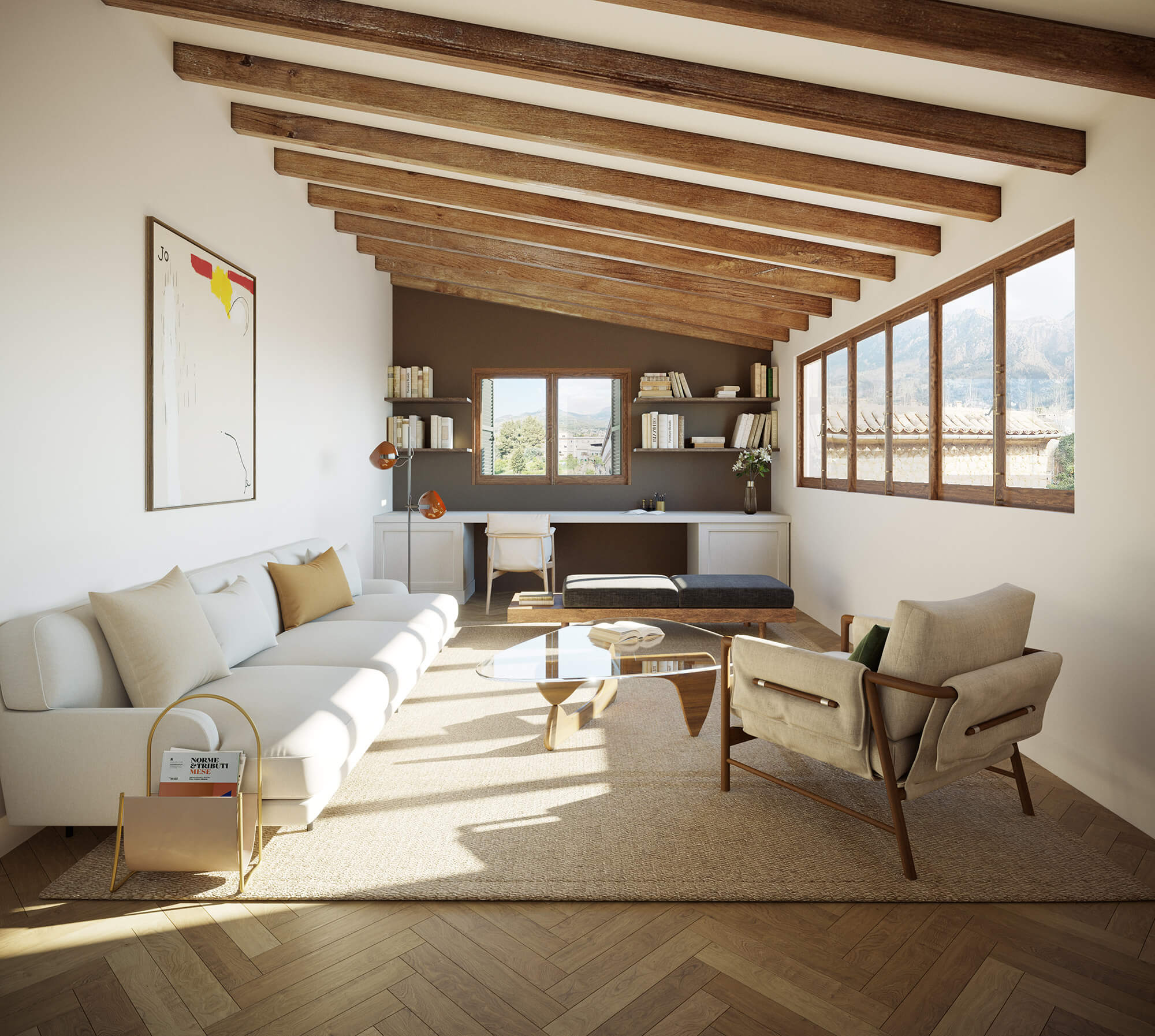 salon avec poutres maison en pierres centenaire Mon Cor Berrow Projects