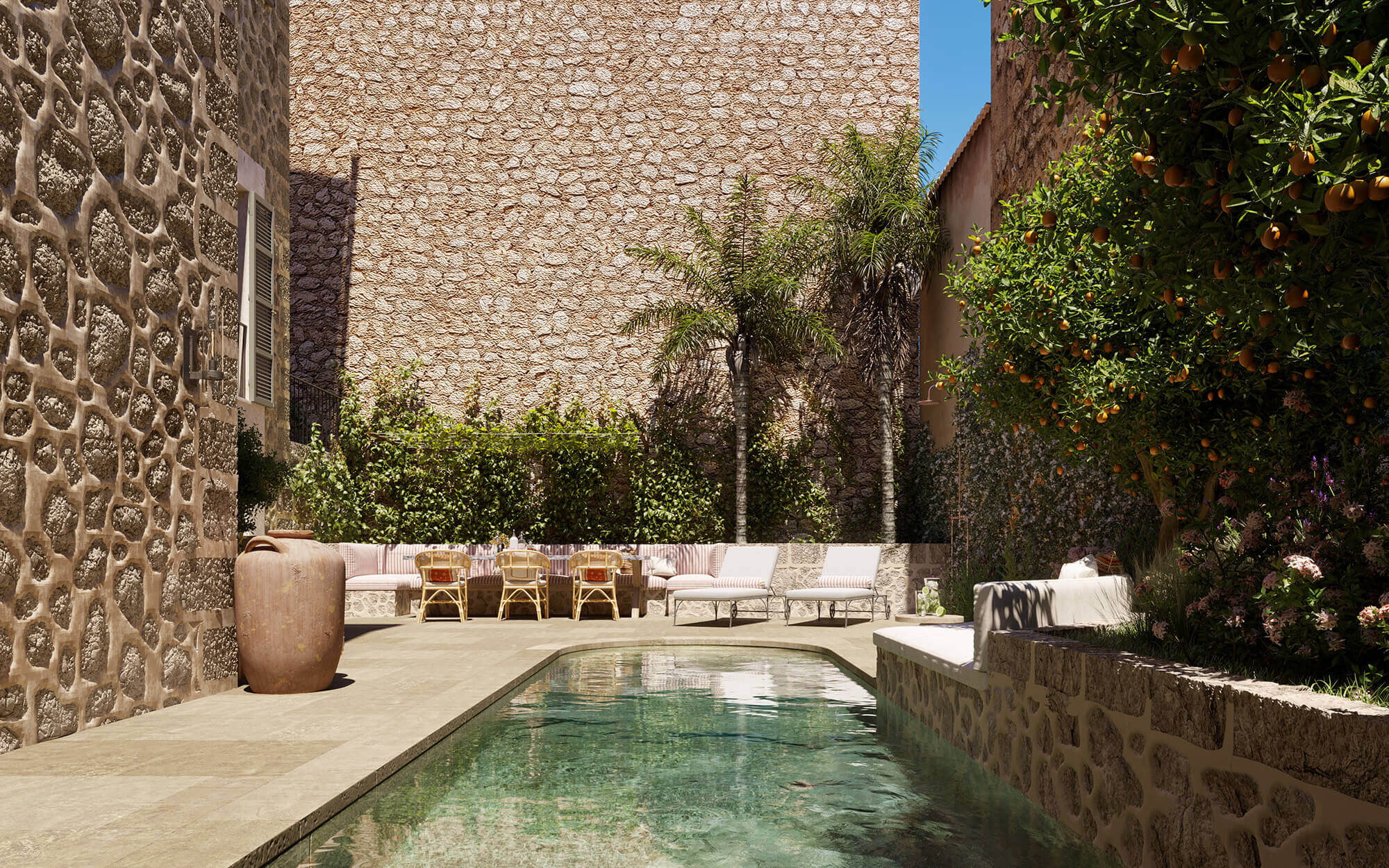 jardin avec piscine villa Mon Cor Berrow Projects