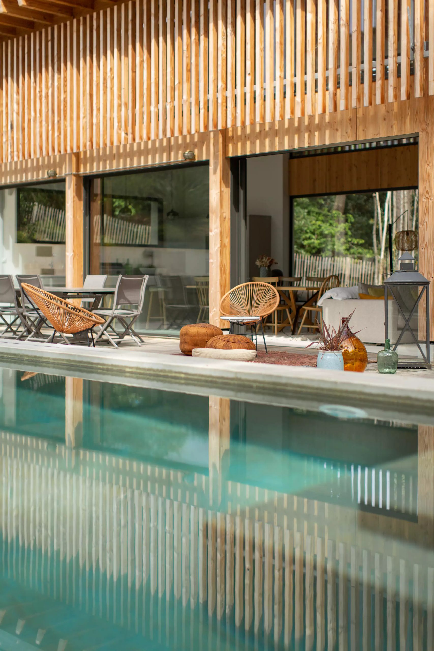 terrasse avec piscine maison en bois le Cap Ferret