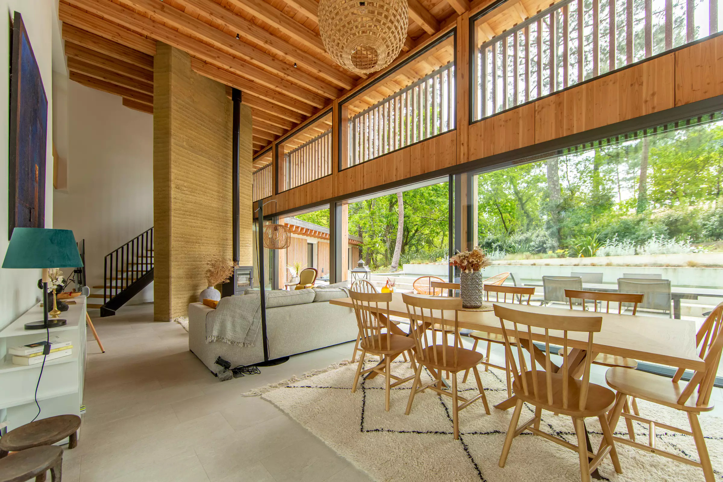 salon et salle à manger maison en bois le Cap Ferret