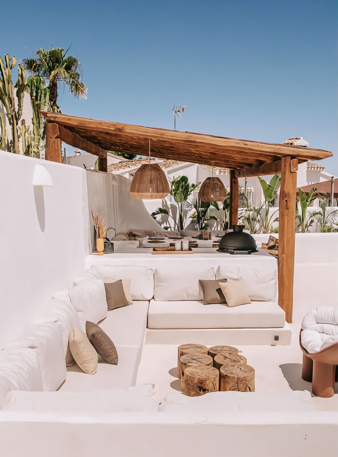 pergola bois avec canisses
