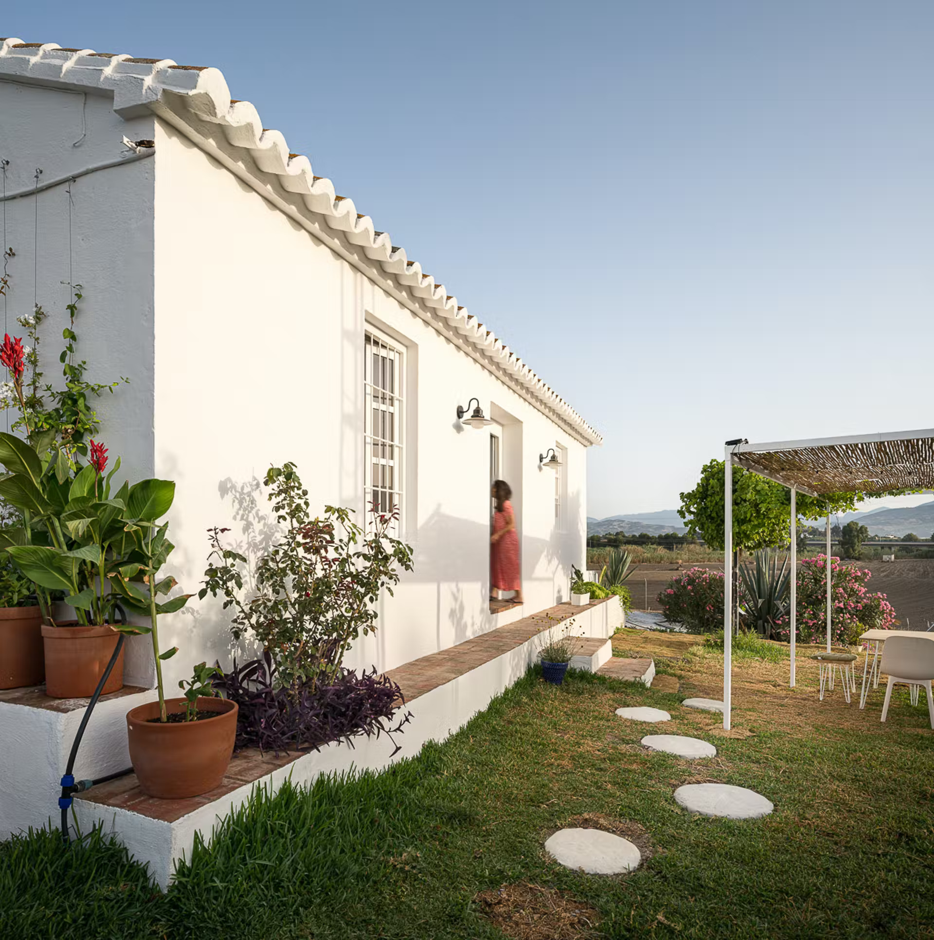 jardin avec pergola métal et canisses jardin avec pergola métal et canisses
