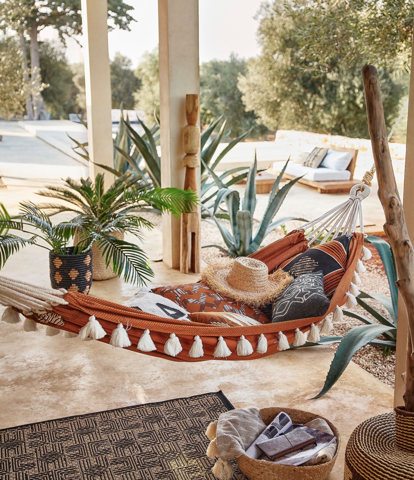 hamac sur terrasse décoration bohème