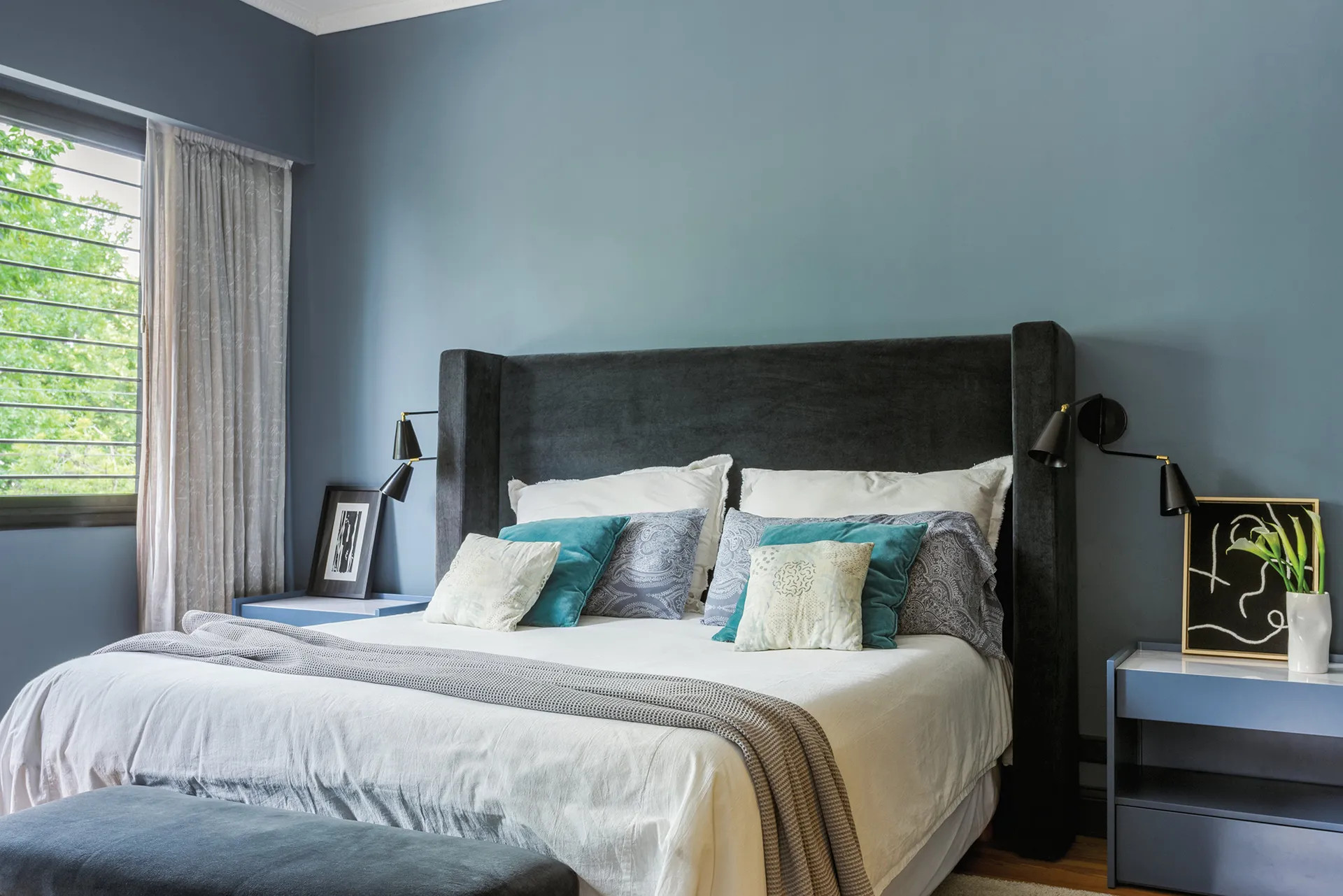 chambre mur bleu
