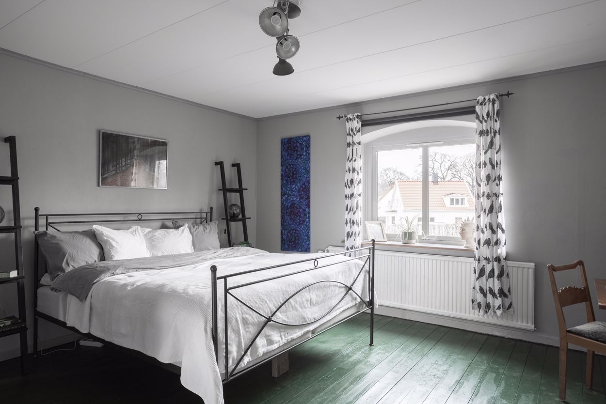 chambre parquet vert décoration rustique chic
