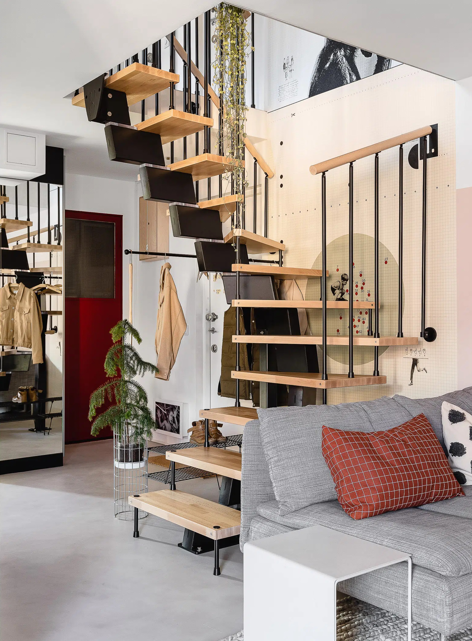escalier bois et acier design
