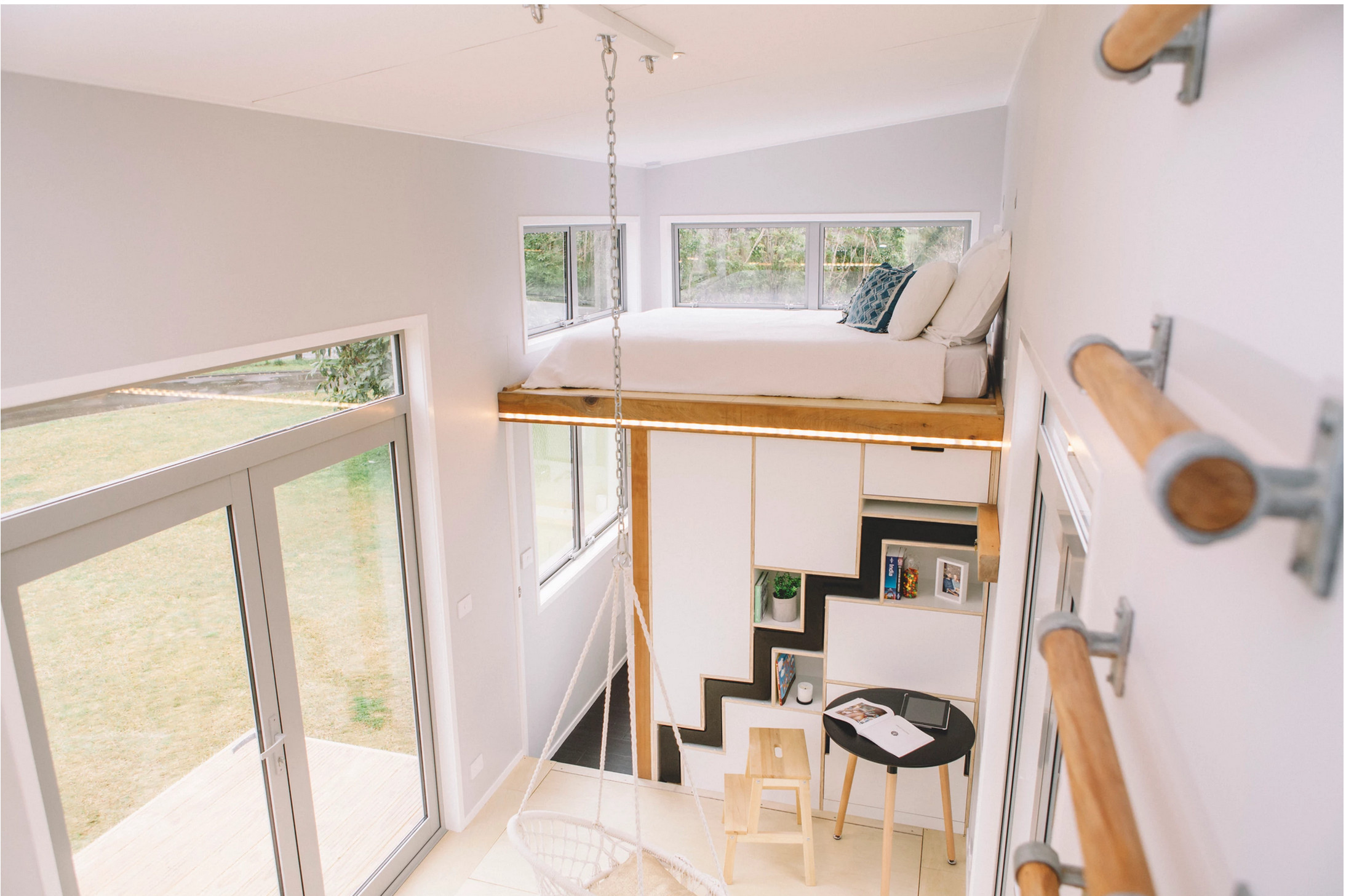 lit sur mezzanine tiny house 17m2