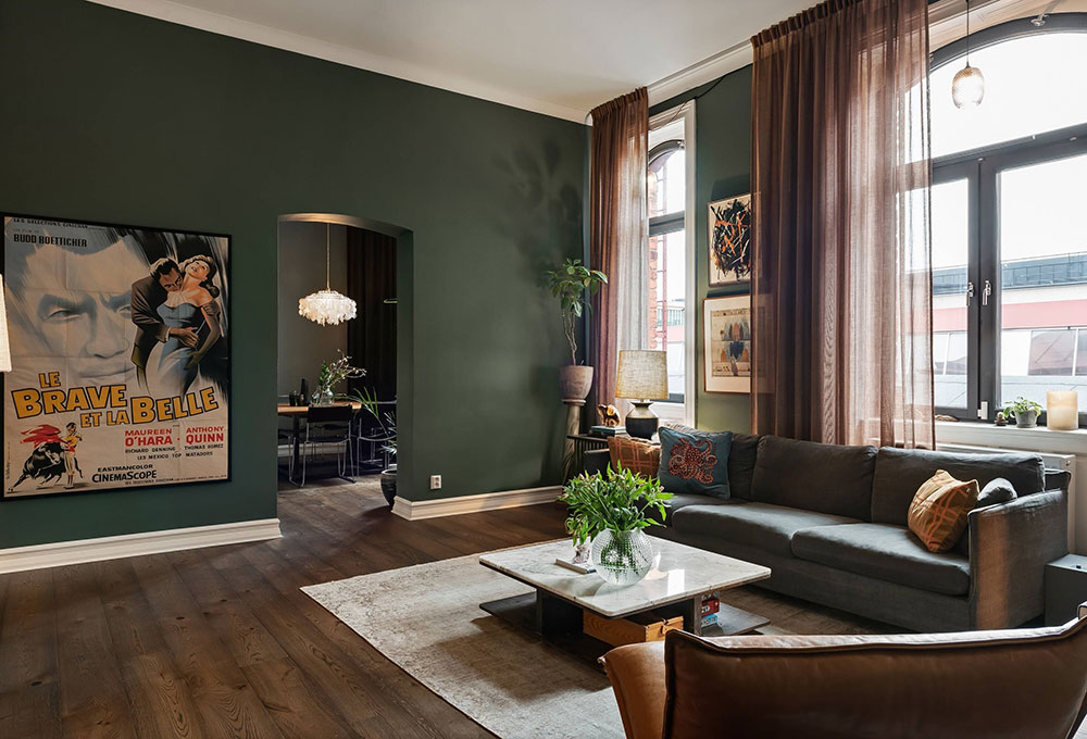 salon murs verts