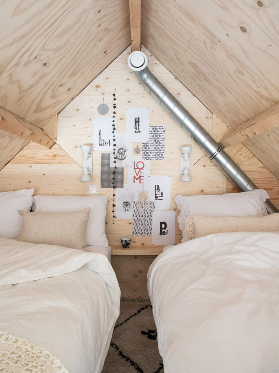 chambre double murs bois