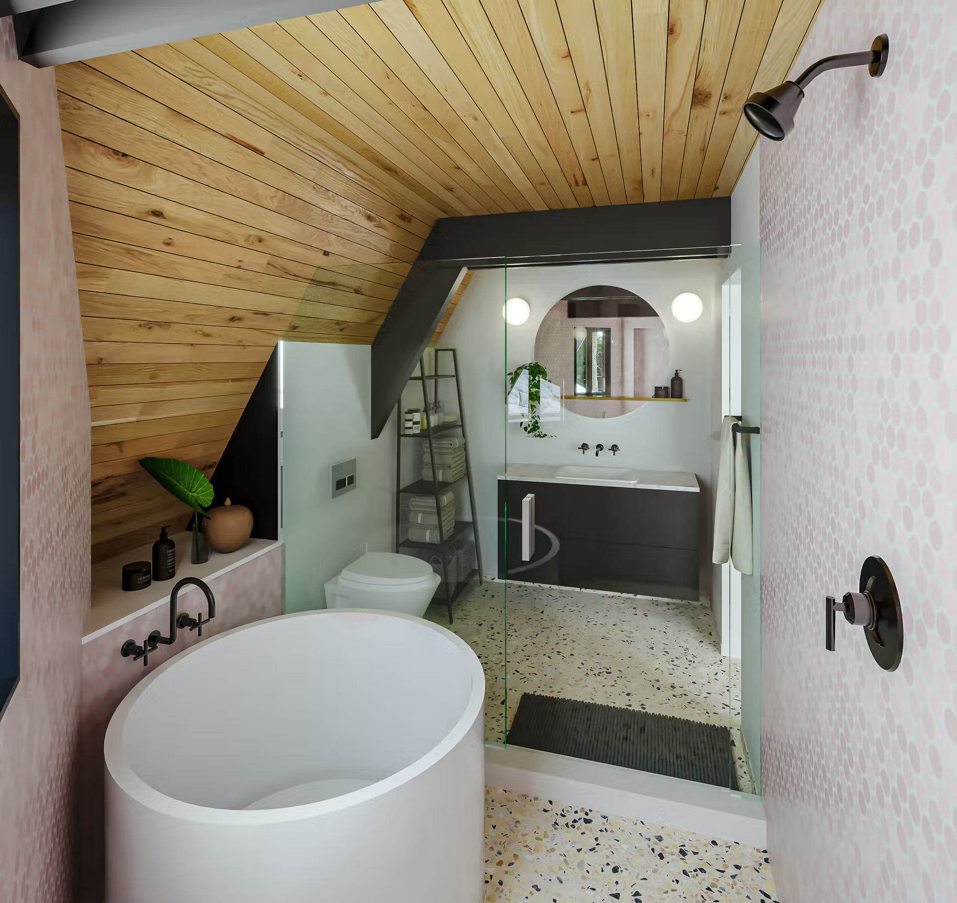 salle de bain sol terrazzo