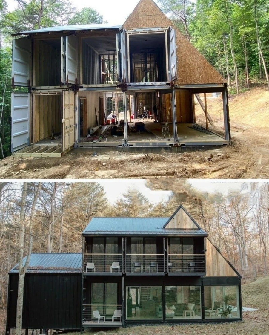 maison container avant/après