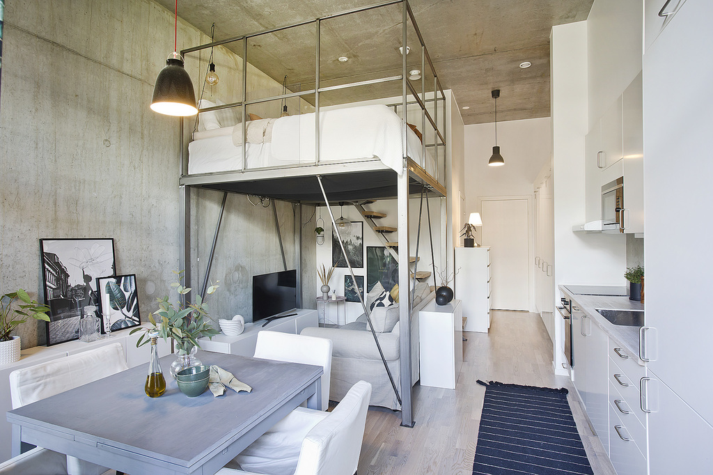 studio avec mezzanine décoration design