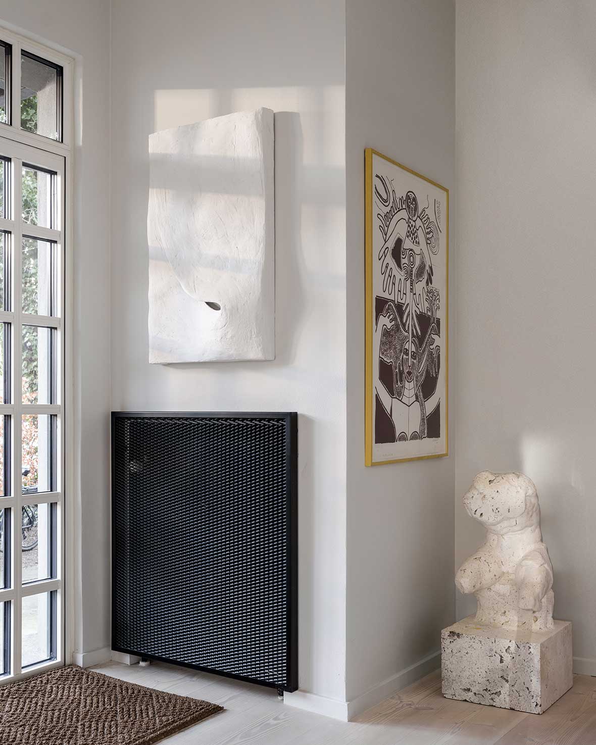 salon murs gris clair