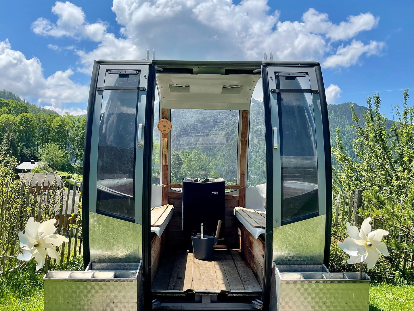 cabine téléphérique transformée en sauna