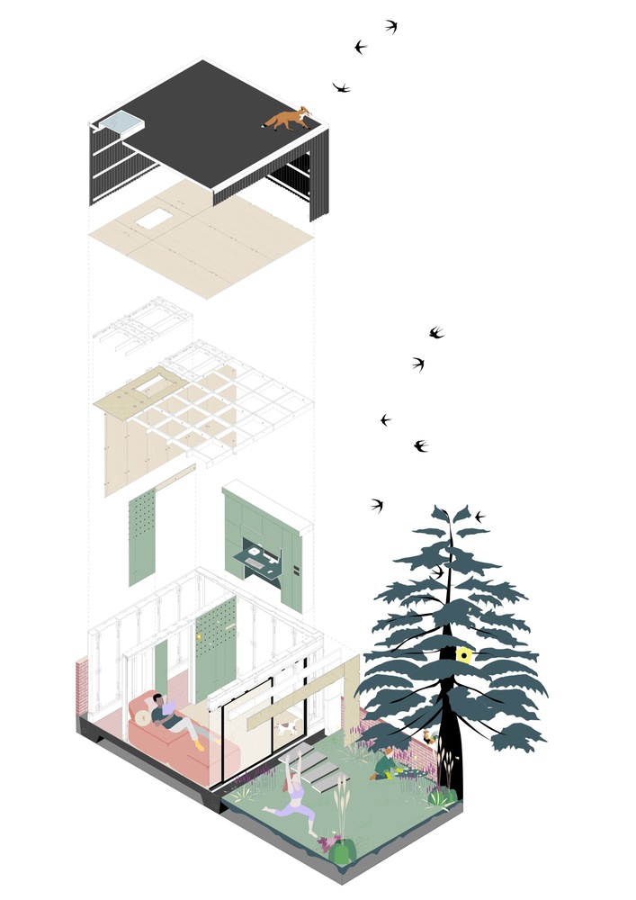 plan 3D mini maison 15m2