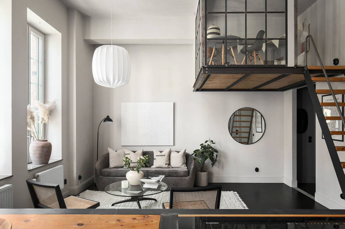 salon avec chambre enfant petit loft