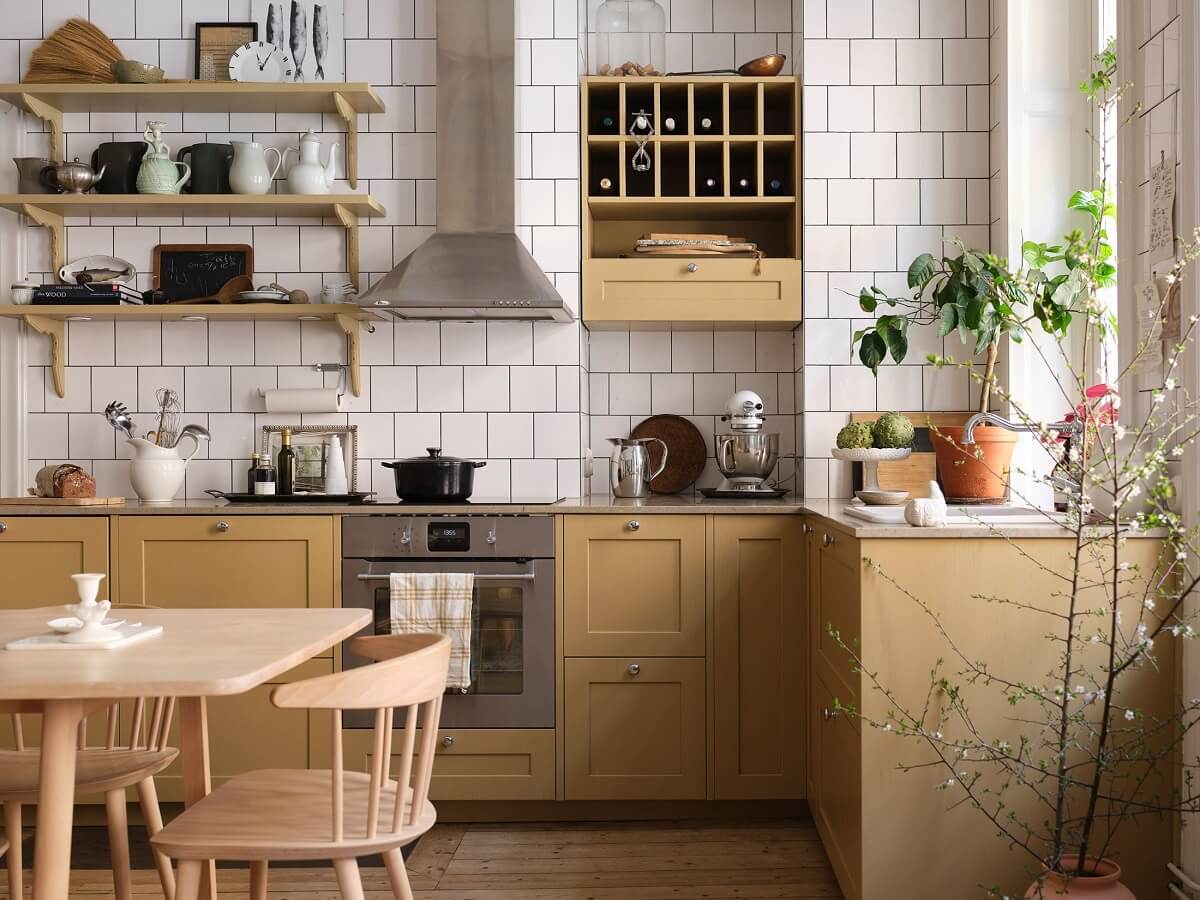 cuisine jaune de style campagnard