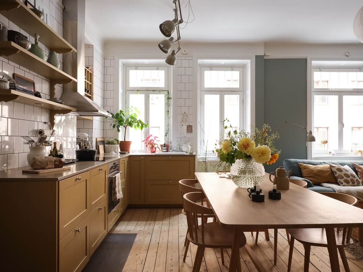 cuisine jaune de style campagnard