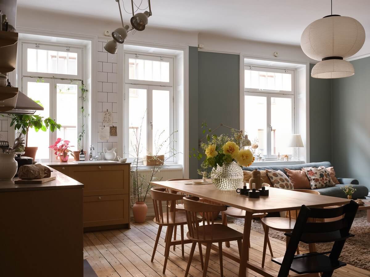cuisine jaune de style campagnard