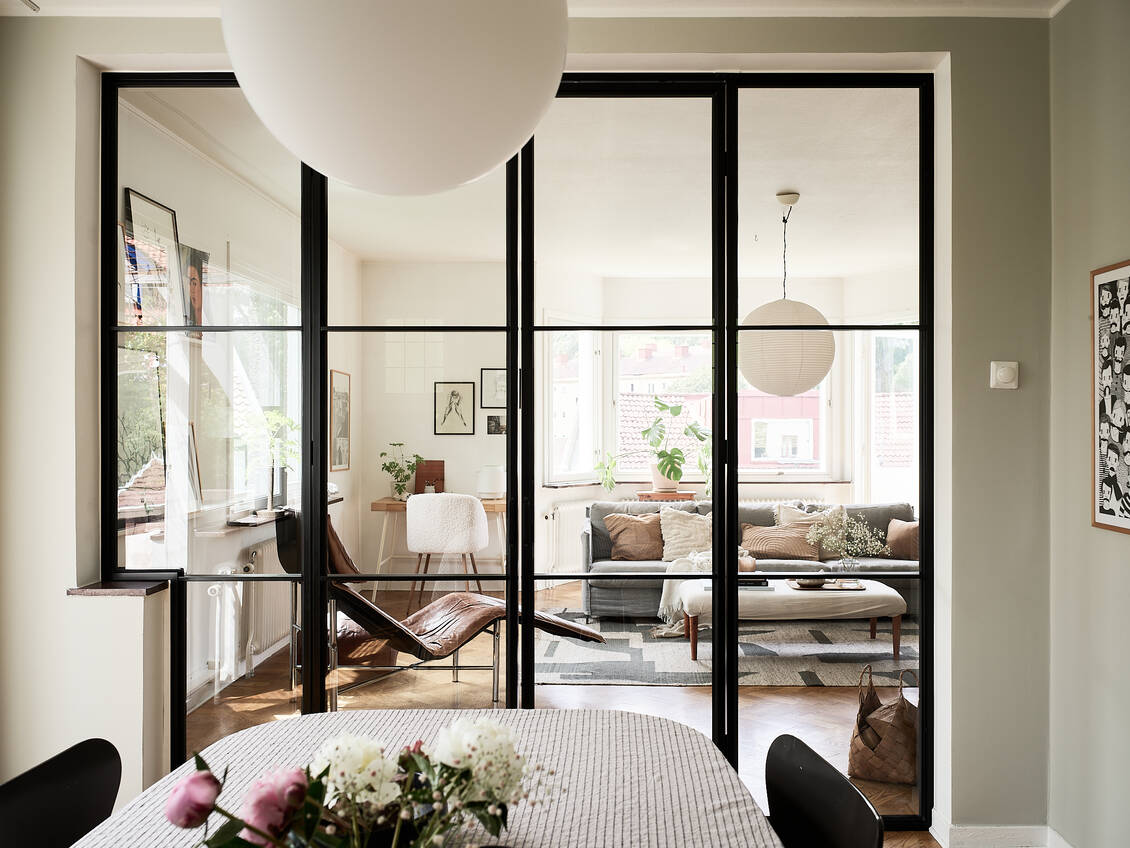 salon avec verrière décoration scandinave