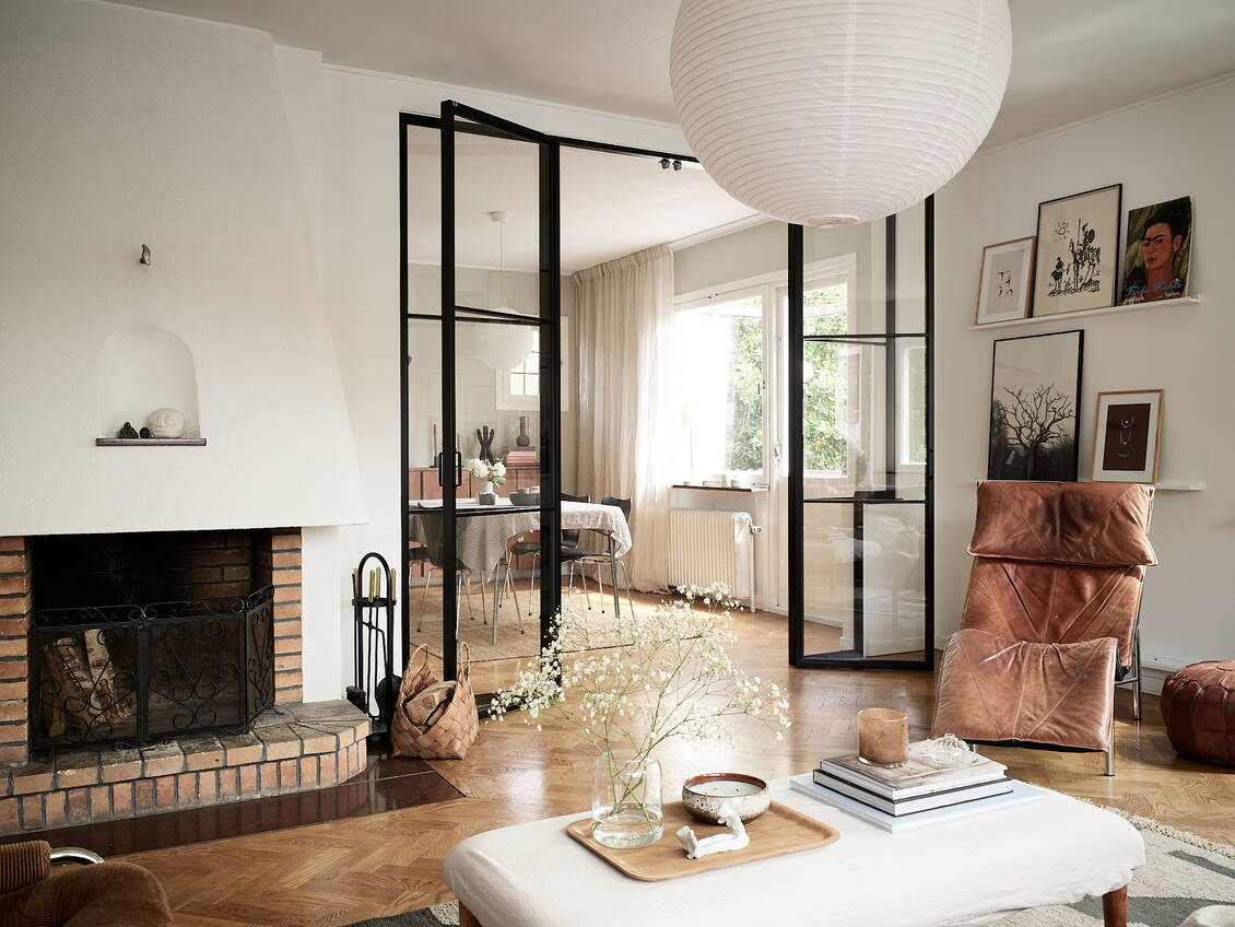 salon avec verrière décoration scandinave