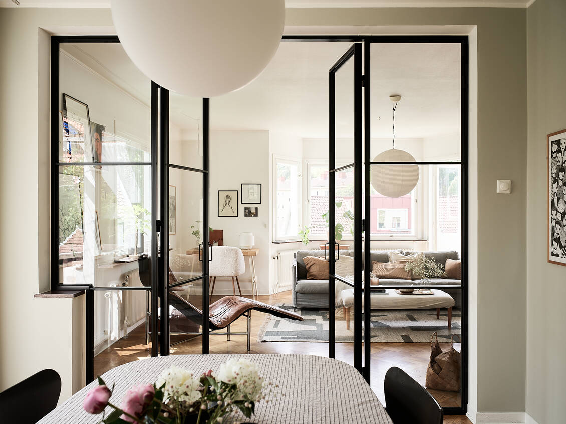 salon avec verrière décoration scandinave