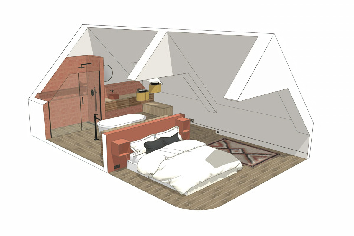 plan 3D aménagement suite parentale combles