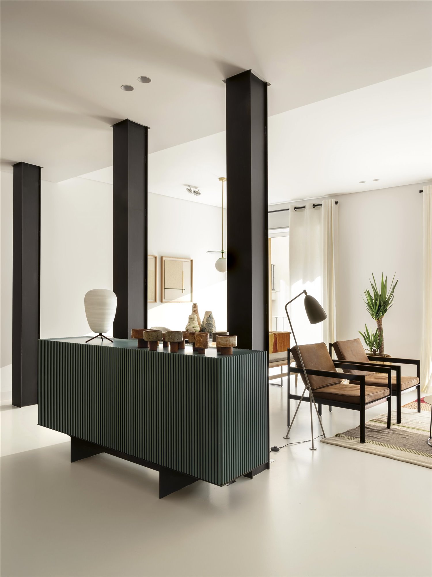 salon design avec poutres acier