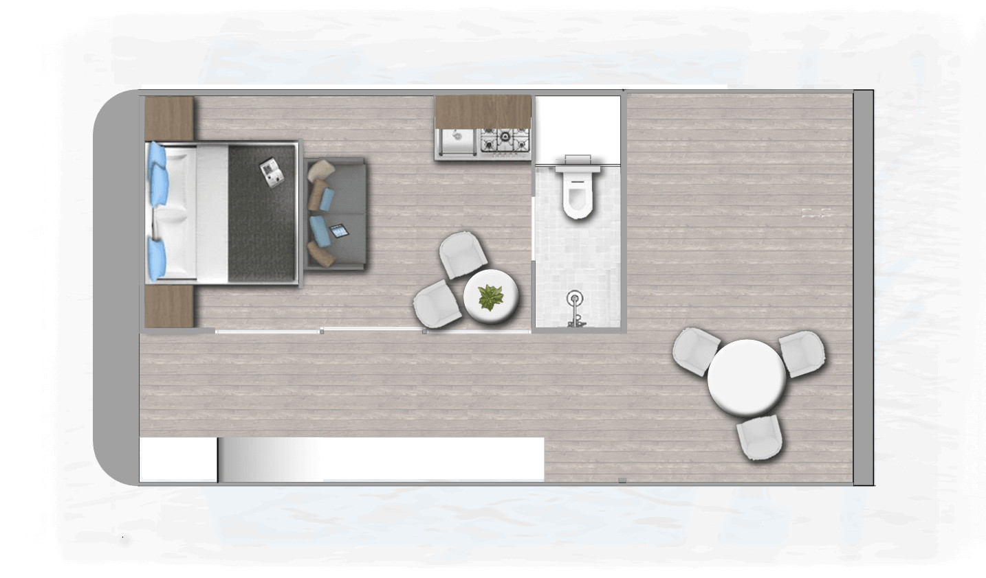 plan mini maison 45m2 flottante Tiny Floats