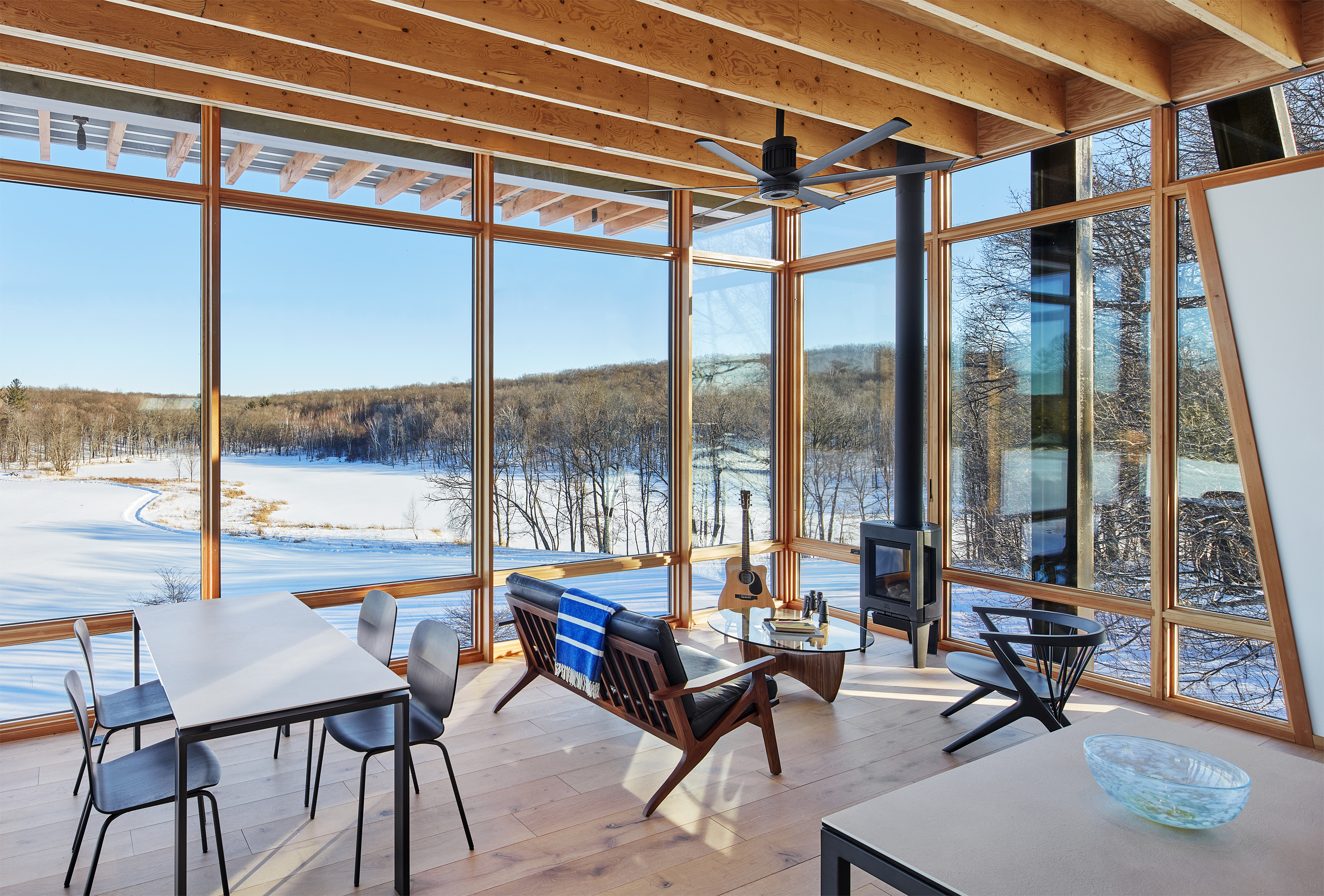 salon maison architecte en verre