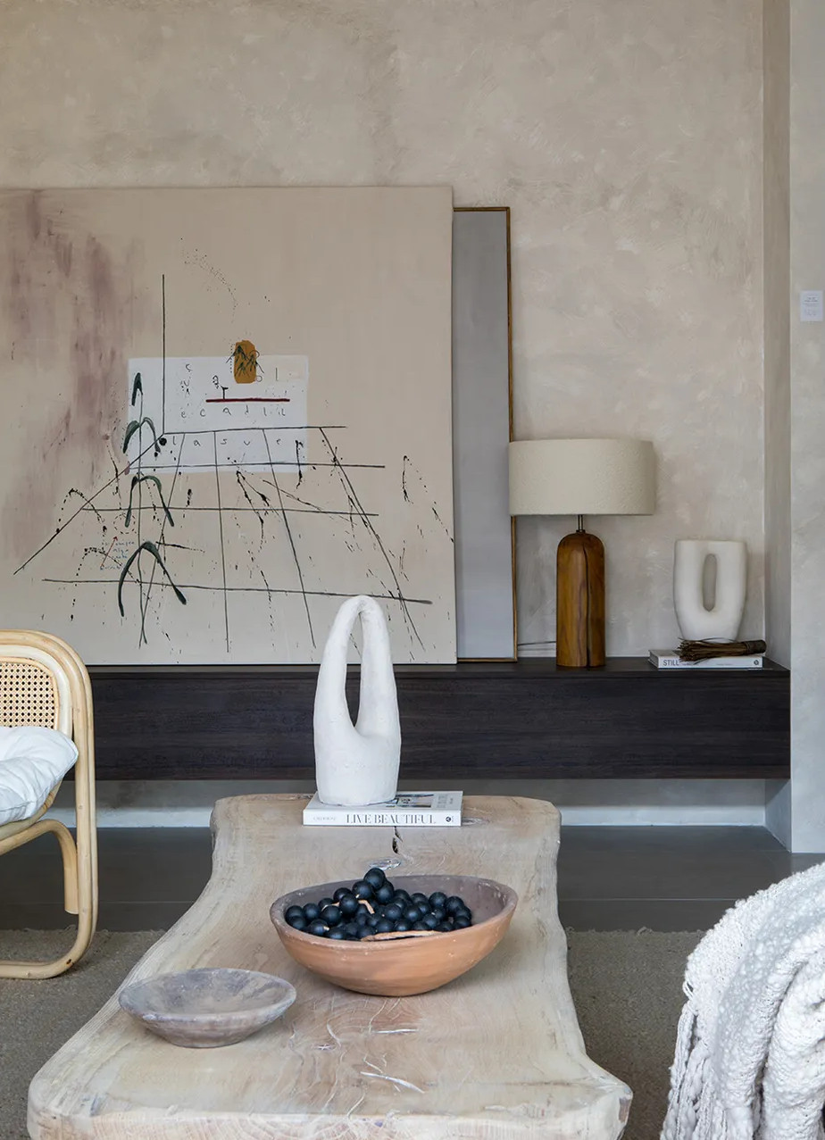 salon murs enduits