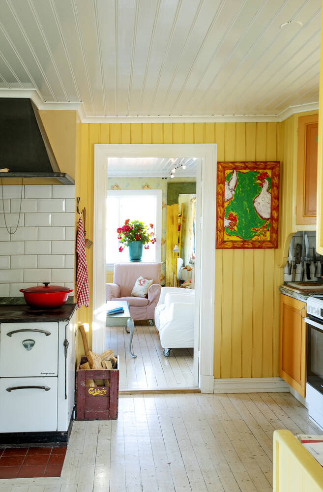 cuisine mur jaune