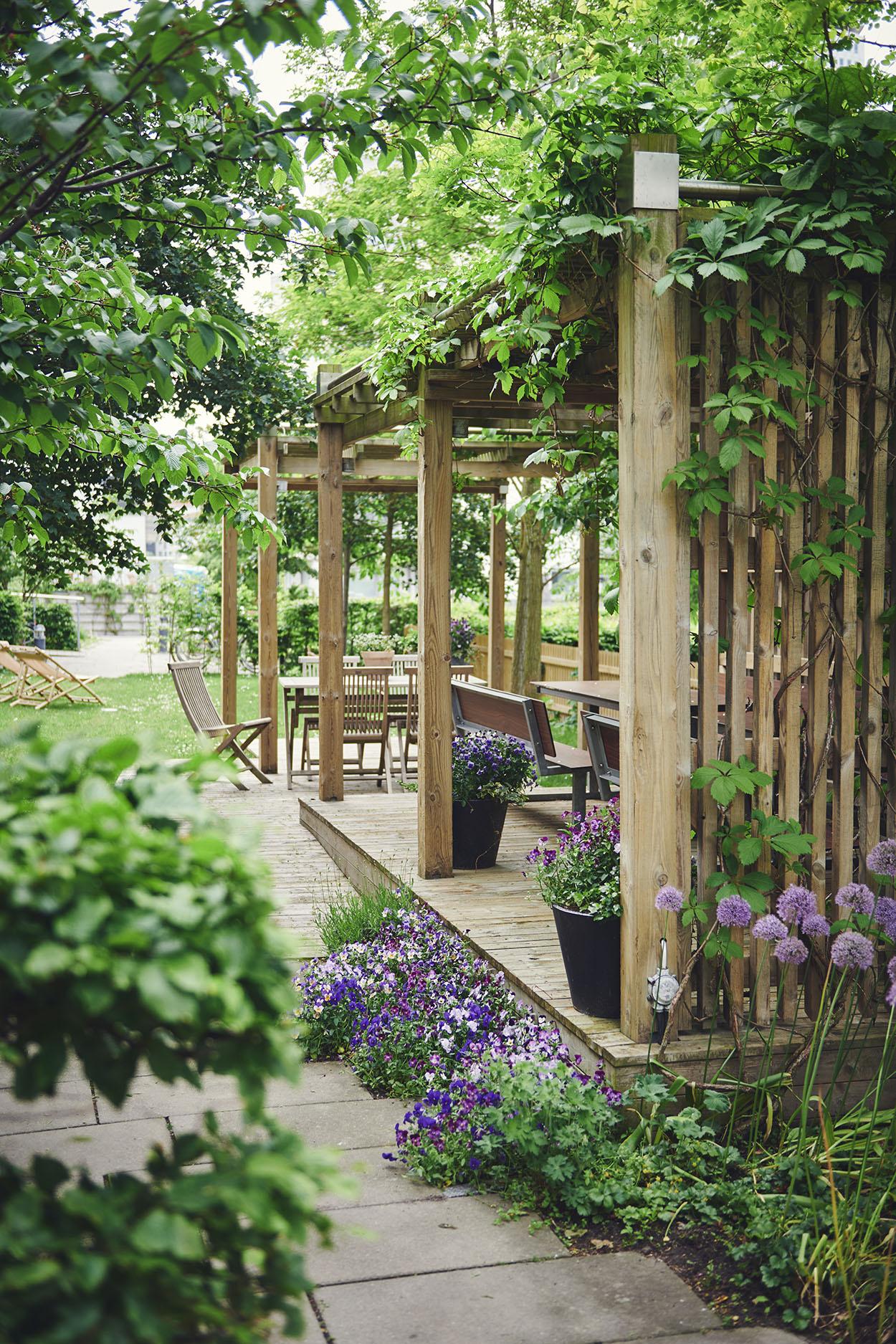 grand jardin de ville avec pergola bois grand jardin de ville avec pergola bois