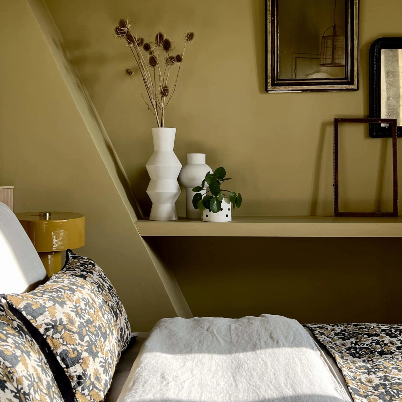 chambre verte décoration vintage