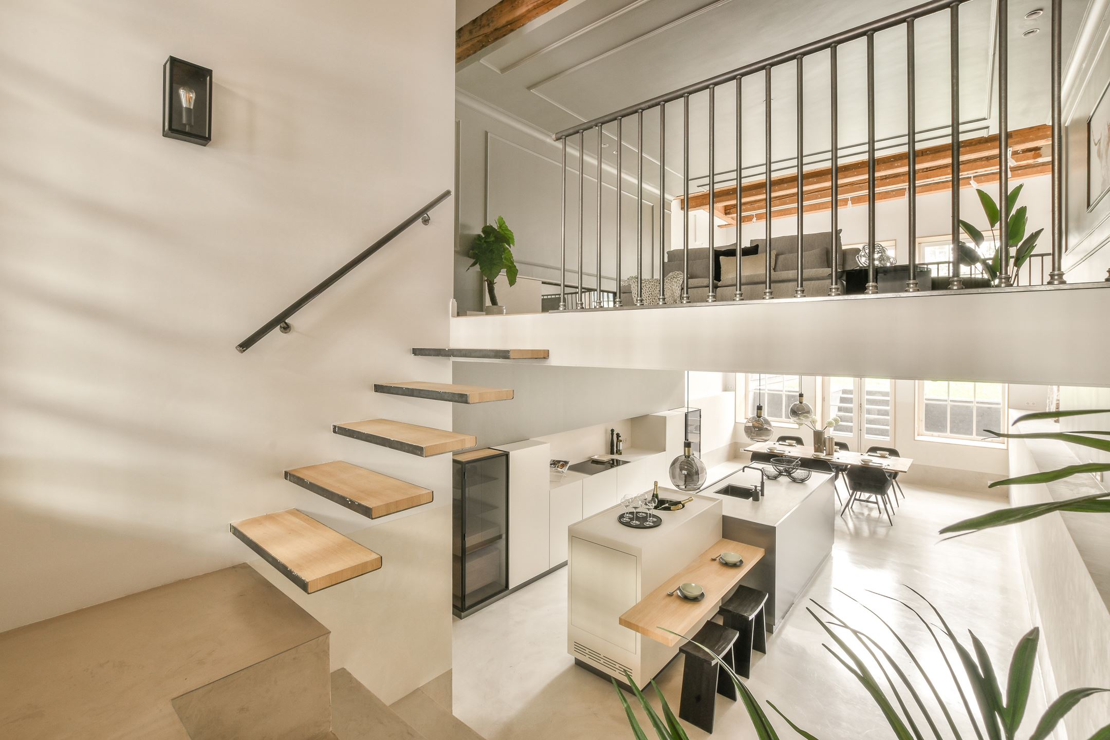 escalier sans contre marches et mezzanine