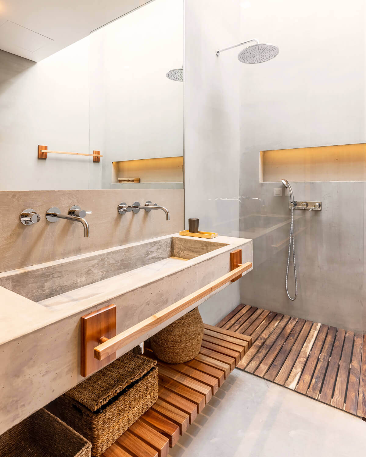 salle de bain bois et béton salle de bain bois et béton