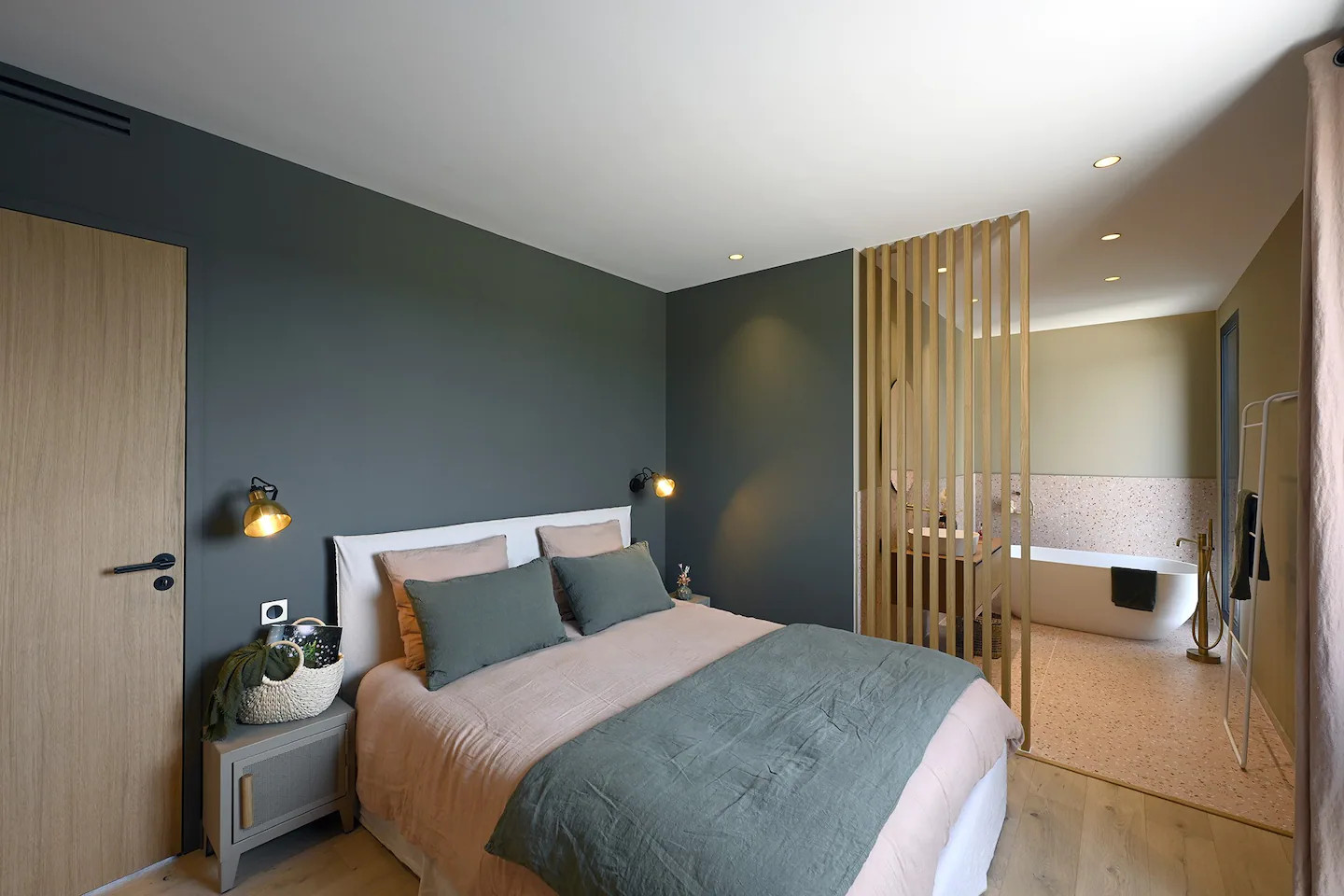 chambre bleue maison architecte Villa Contemporelle