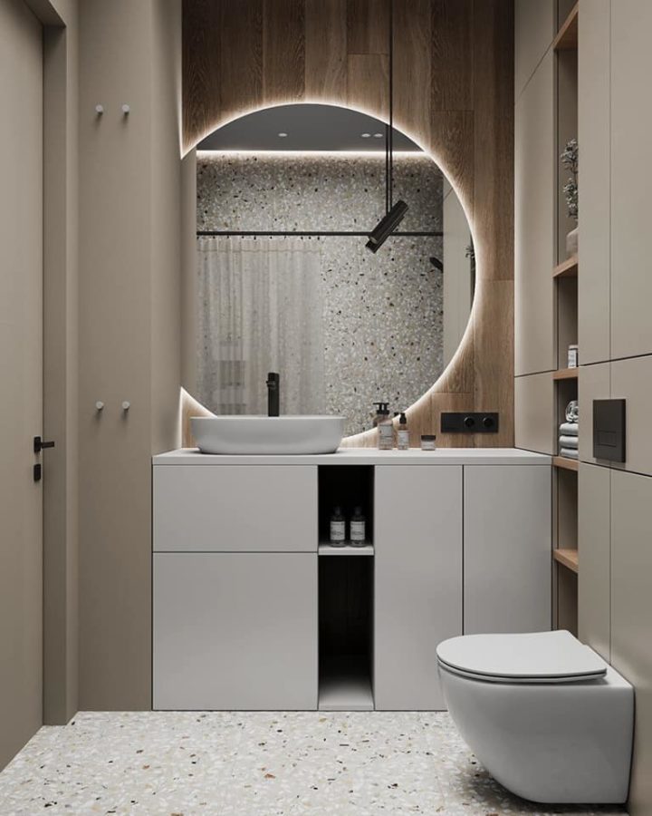 salle de bain terrazzo gris et bois salle de bain terrazzo gris et bois