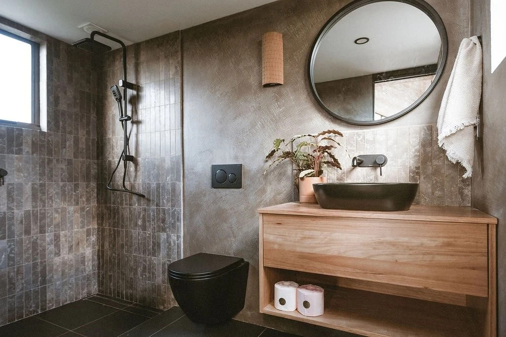 salle de bain grise et bois salle de bain grise et bois