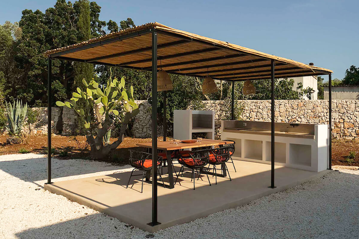terrasse avec pergola acier