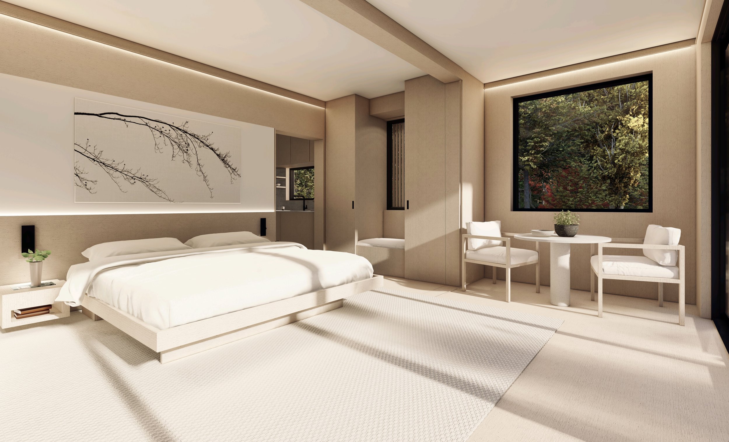chambre design bois clair